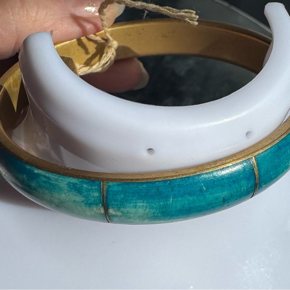 Turquoise Inlay Decorative Bangle Bracelet - Unbranded